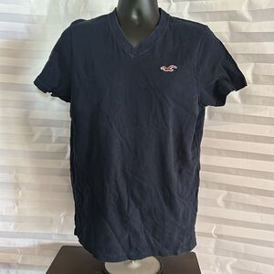 Hollister Men's V-Neck T-Shirt Size Large Dark Blue Short Sleeve Casual Tee
